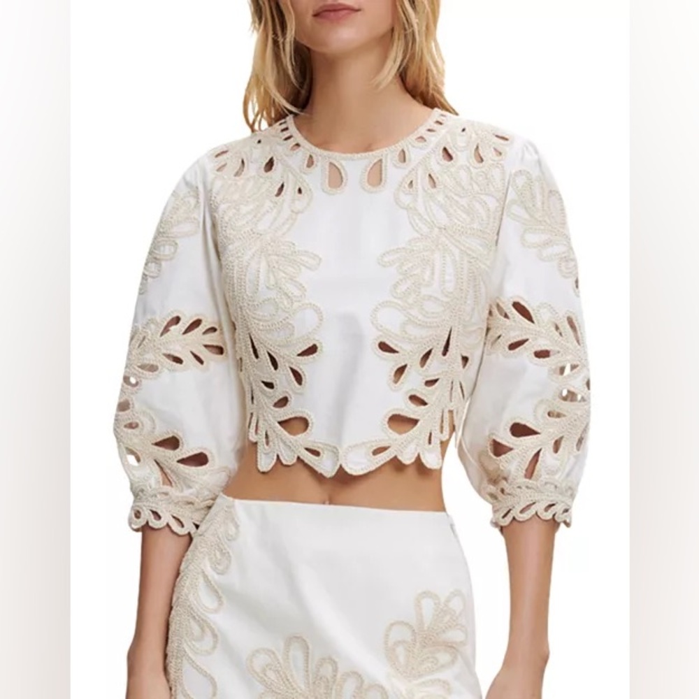 NWOT Maje Embroidered Lace Top